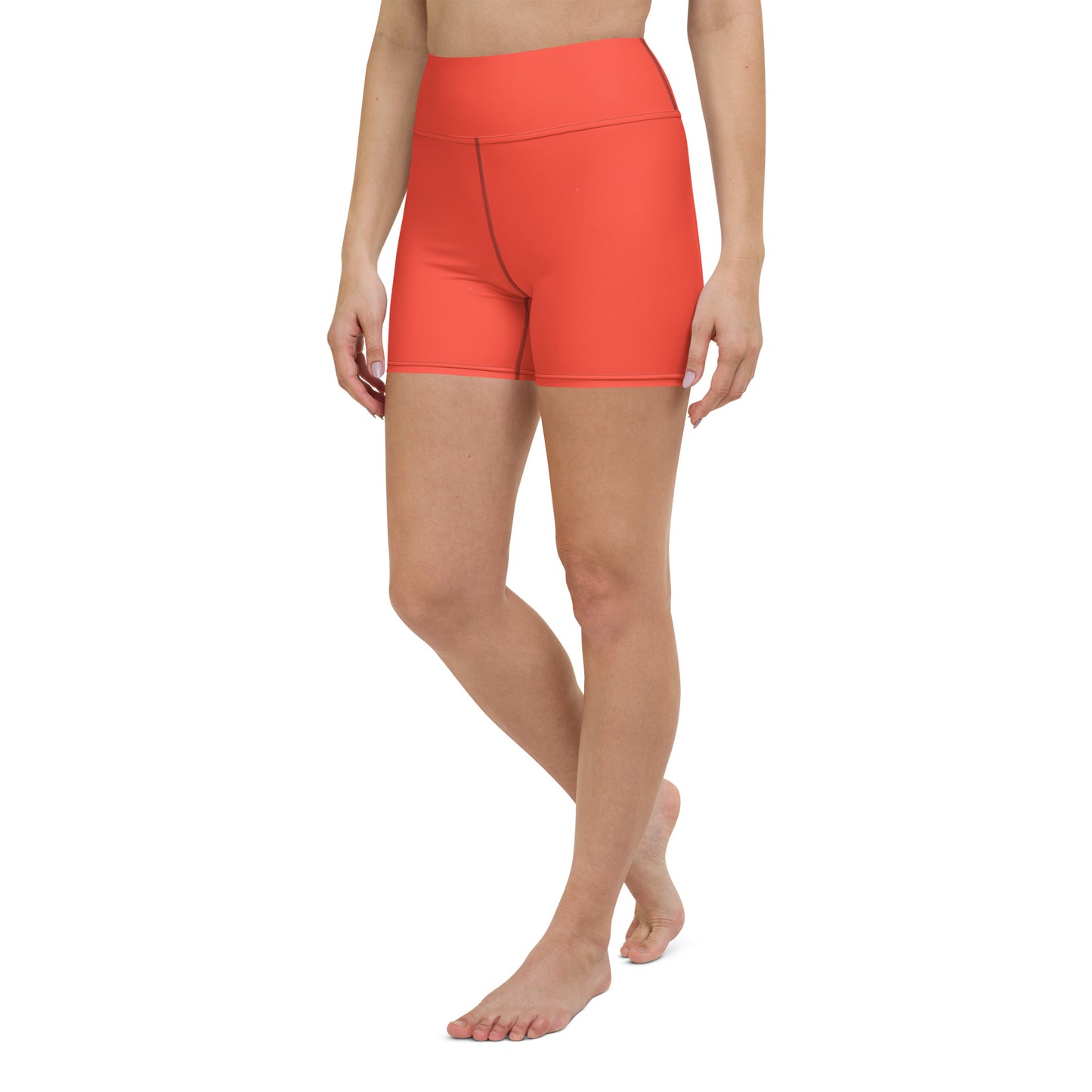 Surma Solid Red High Waist Yoga Shorts / Bike Shorts with Inside Pocket