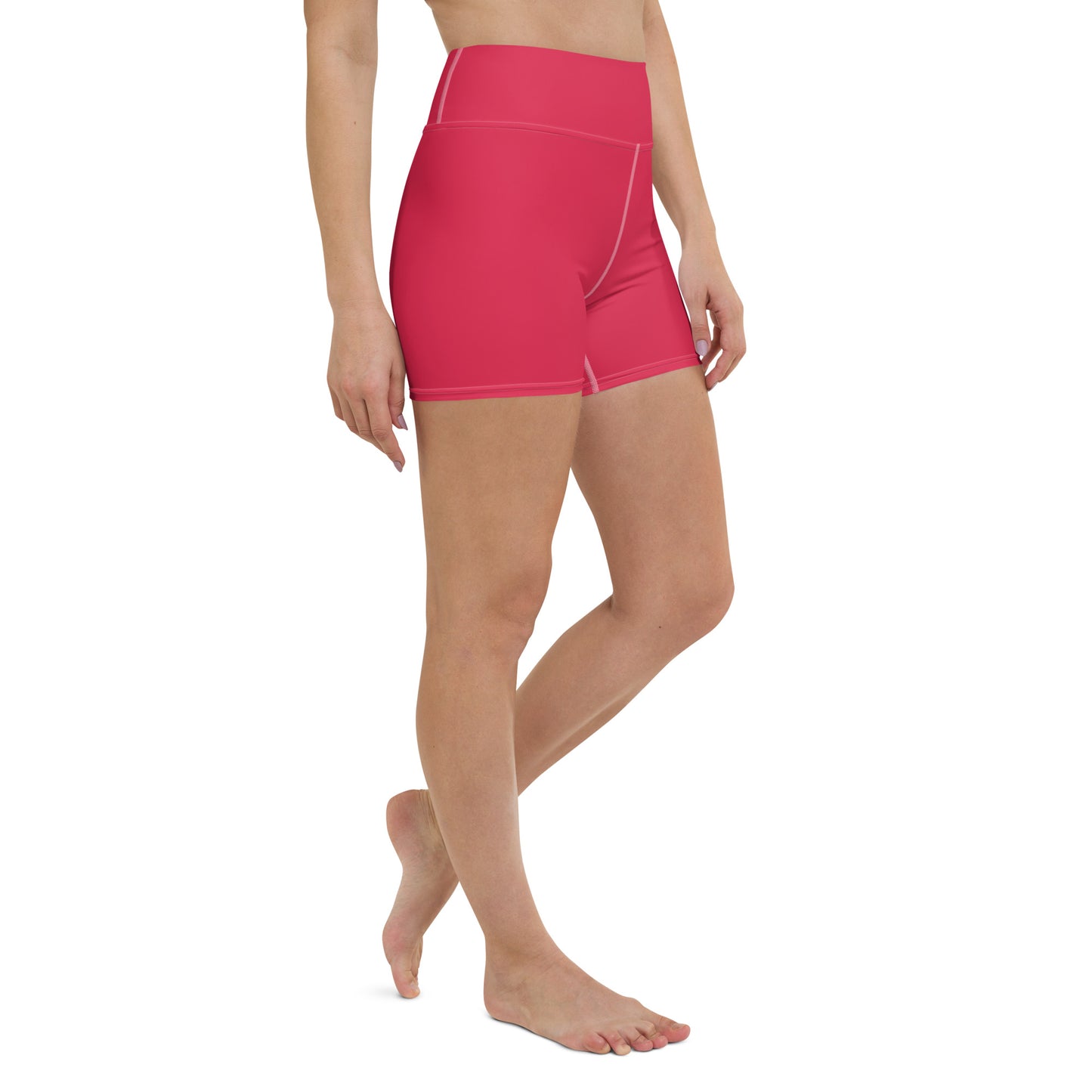 Milano Solid Red High Waist Yoga Shorts / Bike Shorts with Inside Pocket