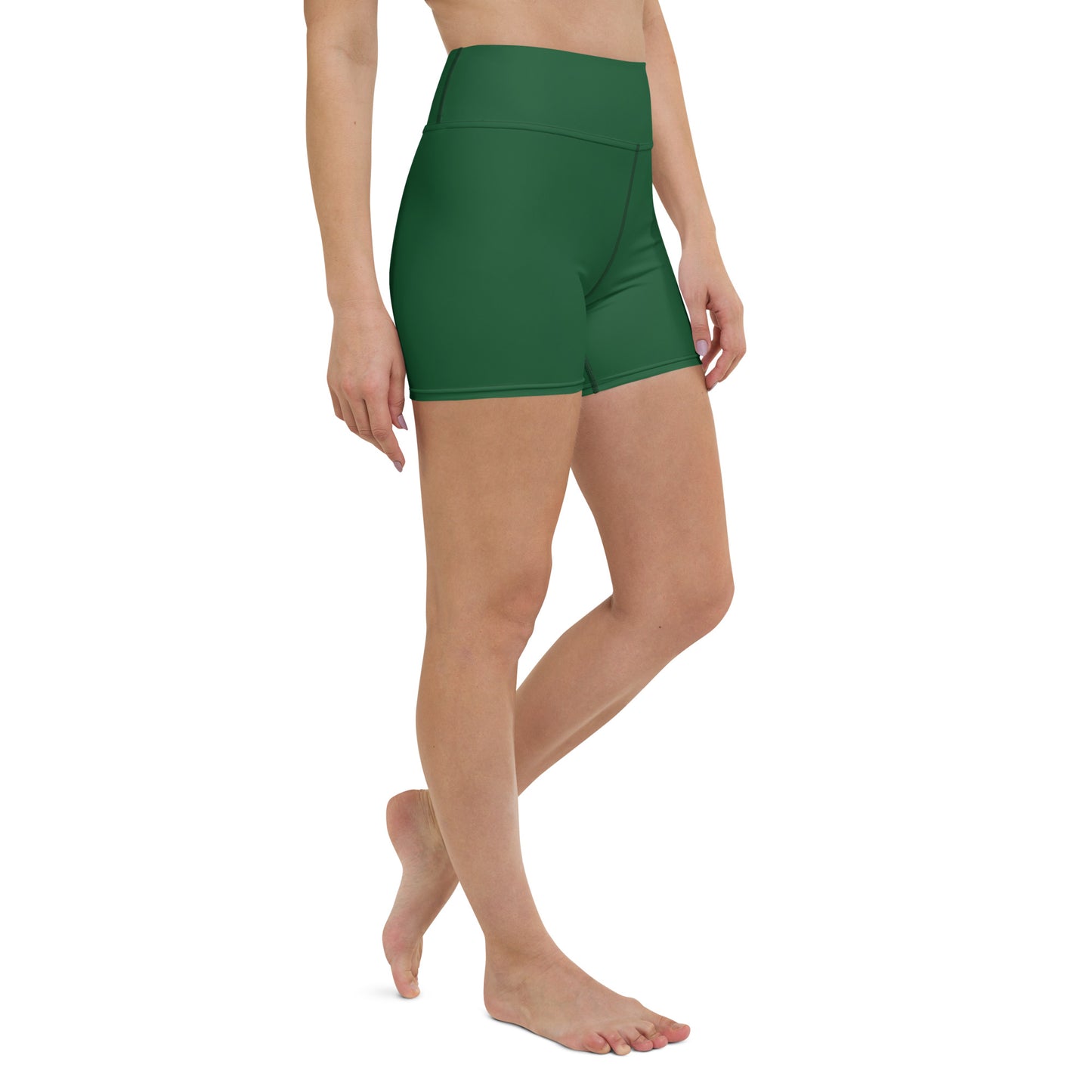 Edelweiss Solid Green High Waist Yoga Shorts / Bike Shorts with Inside Pocket