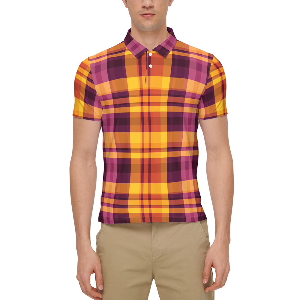 Schottenkaro Men’s Slim Fit Short-Sleeve Polo Shirt