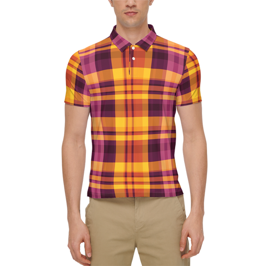 Schottenkaro Men’s Slim Fit Short-Sleeve Polo Shirt